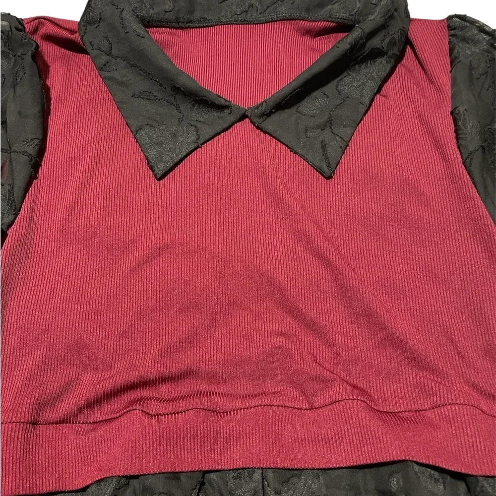 SHEIN Curve Maroon/Black Top - Picture 1 of 6